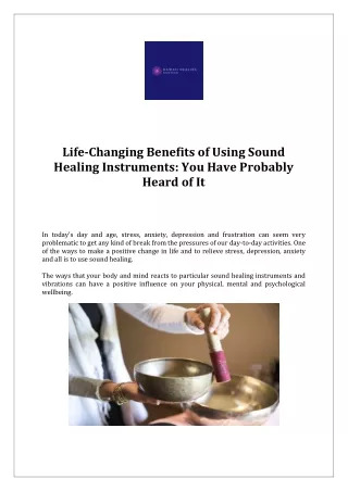 life changing benefits of using sound healing