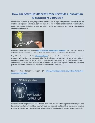 how can start ups benefit from brightidea