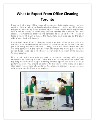 What to Expect From Office Cleaning Toronto