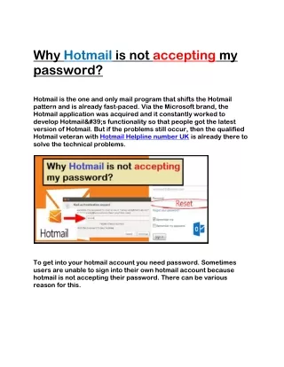 Why Hotmail is not accepting my password?