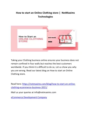 How to start an Online Clothing store | NetMaxims Technologies