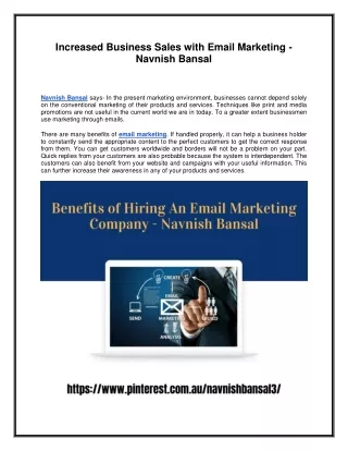 Increased Business Sales with Email Marketing - Navnish Bansal