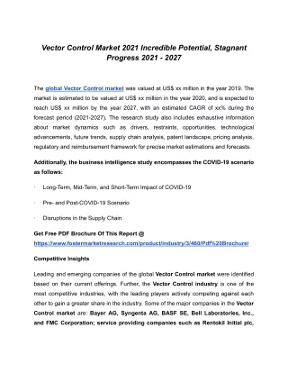 vector control market 2021 incredible potential
