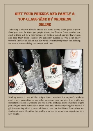 Gift Your Friends and Family A Top-Class Wine By ordering online
