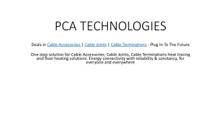 Cable Accessories | Cable Joints | Cable Terminations - Plug In To The Future