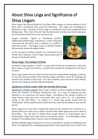 About Shiva Linga and Significance of Shiva Lingam