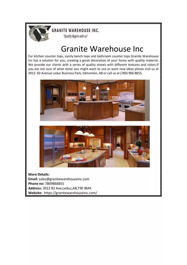 granite warehouse inc for kitchen counter tops