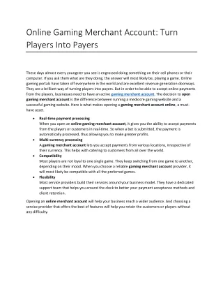 online gaming merchant account turn players into