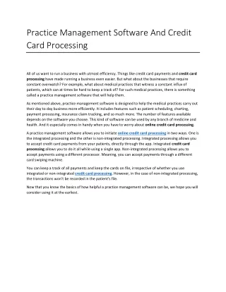 practice management software and credit card