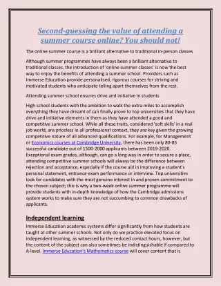 second guessing the value of attending a summer