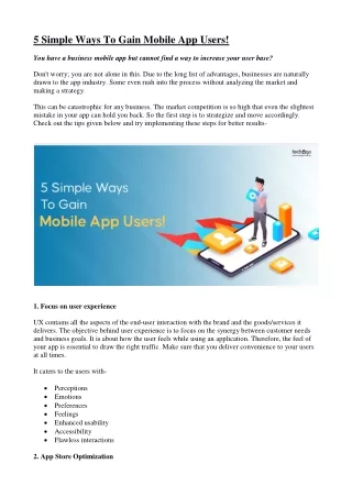 5 simple ways to gain mobile app users you have