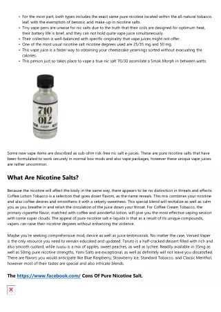 What Are Nicotine Salts? Salt Pure Nicotine Complete Guide.