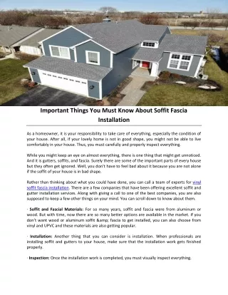Important Things You Must Know About Soffit Fascia Installation