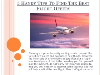 5 Handy Tips To Find The Best Flight Offers
