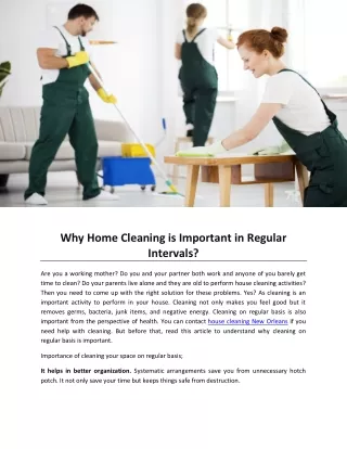 why home cleaning is important in regular
