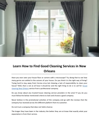 learn how to find good cleaning services