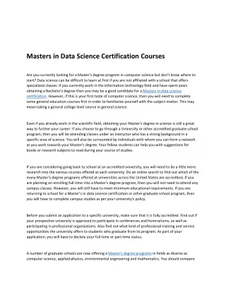 masters in data science certification courses