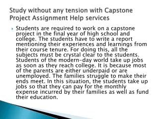 Study without any tension with Capstone Project Assignment Help services