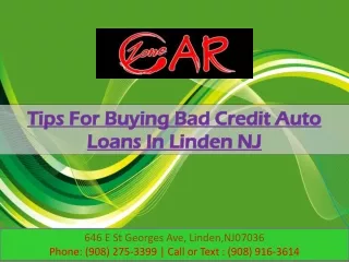Tips For Buying Bad Credit Auto Loans In Linden NJ