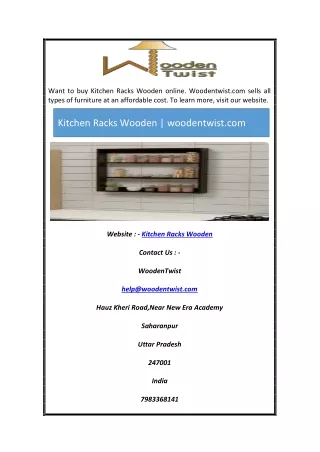 Kitchen Racks Wooden | woodentwist.com