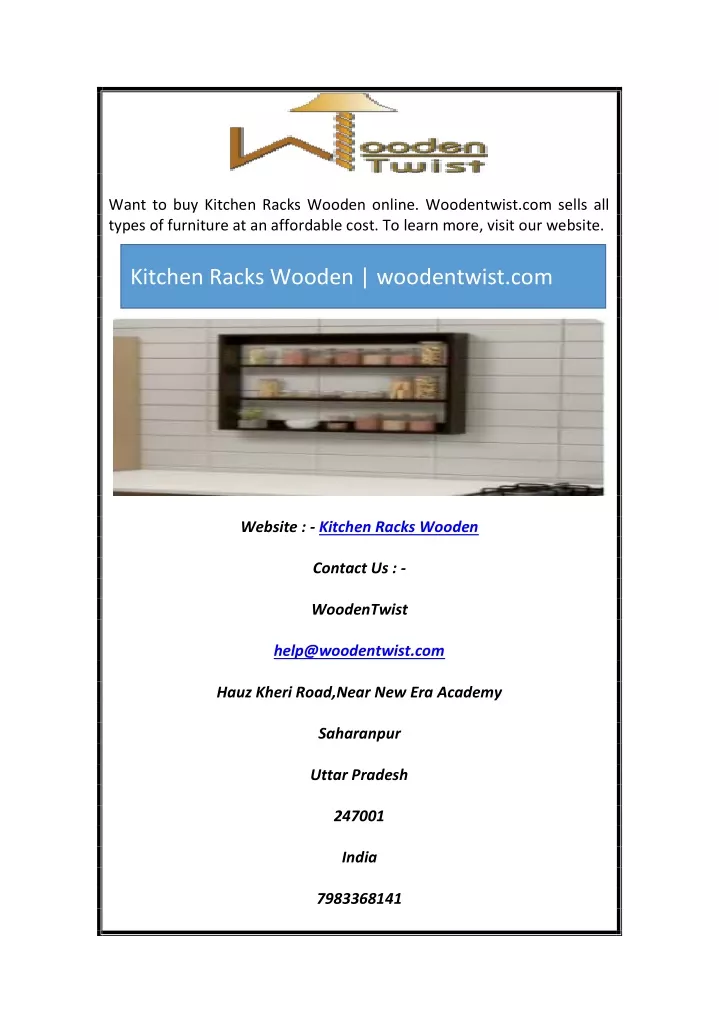want to buy kitchen racks wooden online