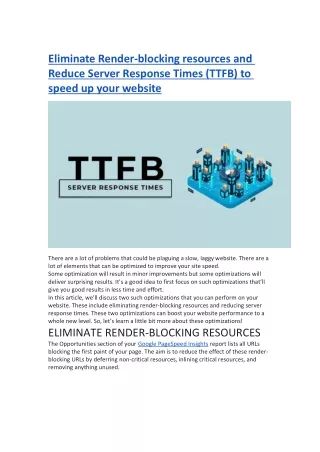 eliminate render blocking resources and reduce
