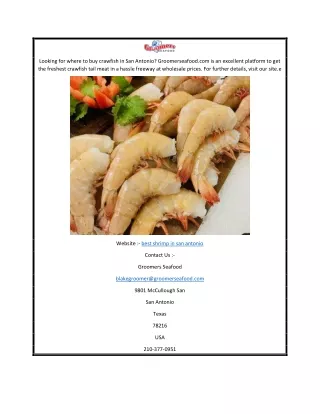 Best Shrimp in San Antonio | Groomerseafood.com