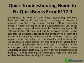 quick troubleshooting guide to fix quickbooks error 6177 0