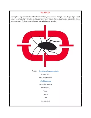 San Antonio Bug Exterminator | Bugco.org