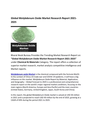 global molybdenum oxide market research report