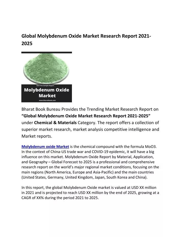 global molybdenum oxide market research report
