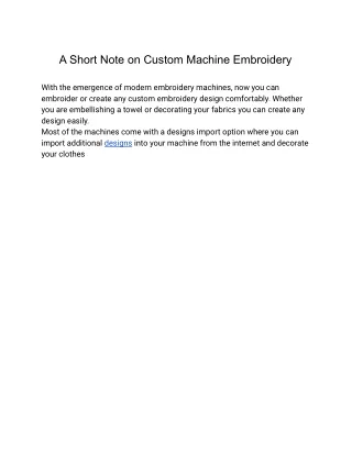 a short note on custom machine embroidery
