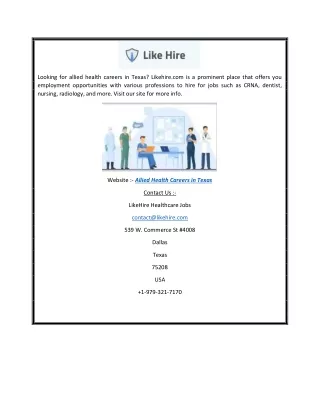 looking for allied health careers in texas
