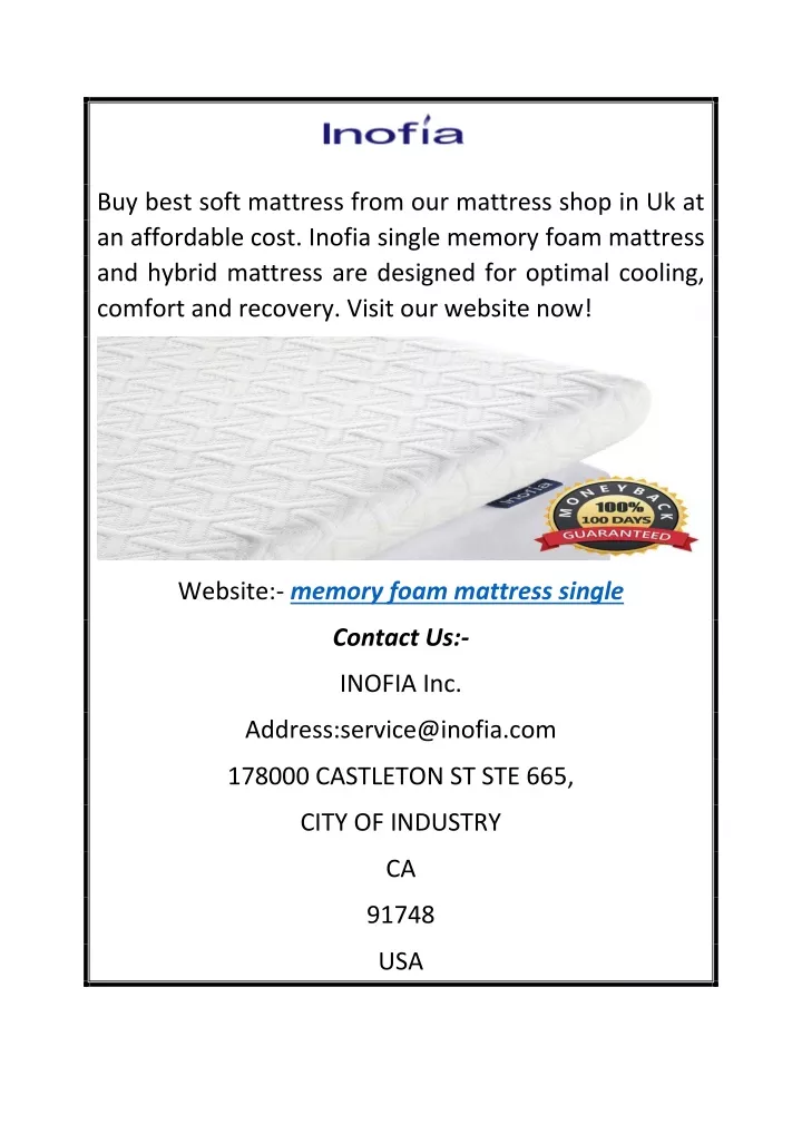 buy best soft mattress from our mattress shop