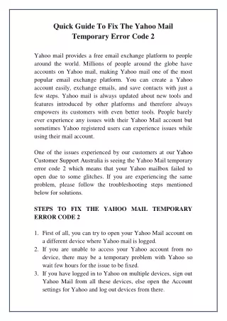 quick guide to fix the yahoo mail temporary error