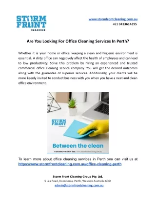Are You Looking For Office Cleaning Services In Perth?