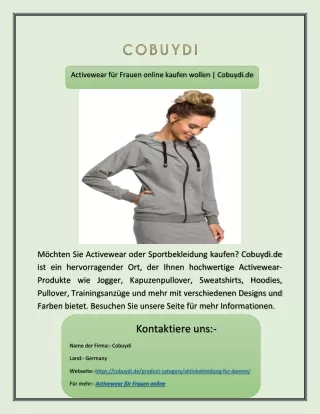 Activewear für Frauen online kaufen wollen | Cobuydi.de