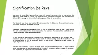 signification de reve