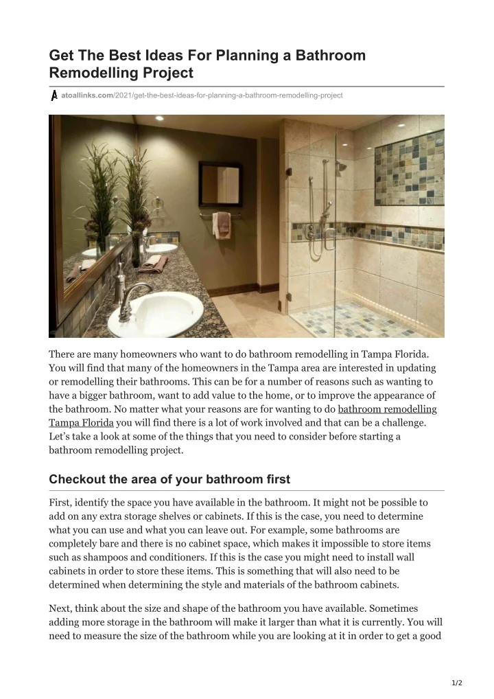 PPT - Get The Best Ideas For Planning a Bathroom Remodelling Project ...