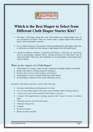 Which is the Best Diaper to Select from Different Cloth Diaper Starter Kits?