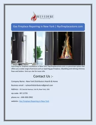Gas Fireplace Repairing in New York | Nycfireplacestore.com