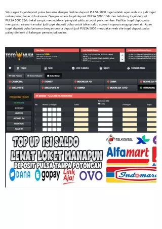 depo pulsa 5000 tanpa potongan bandar togel online totonusa