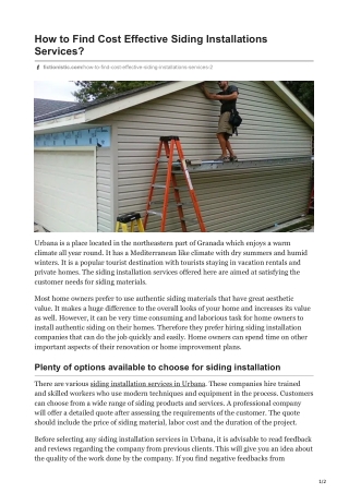 How to Find Cost Effective Siding Installations Services?