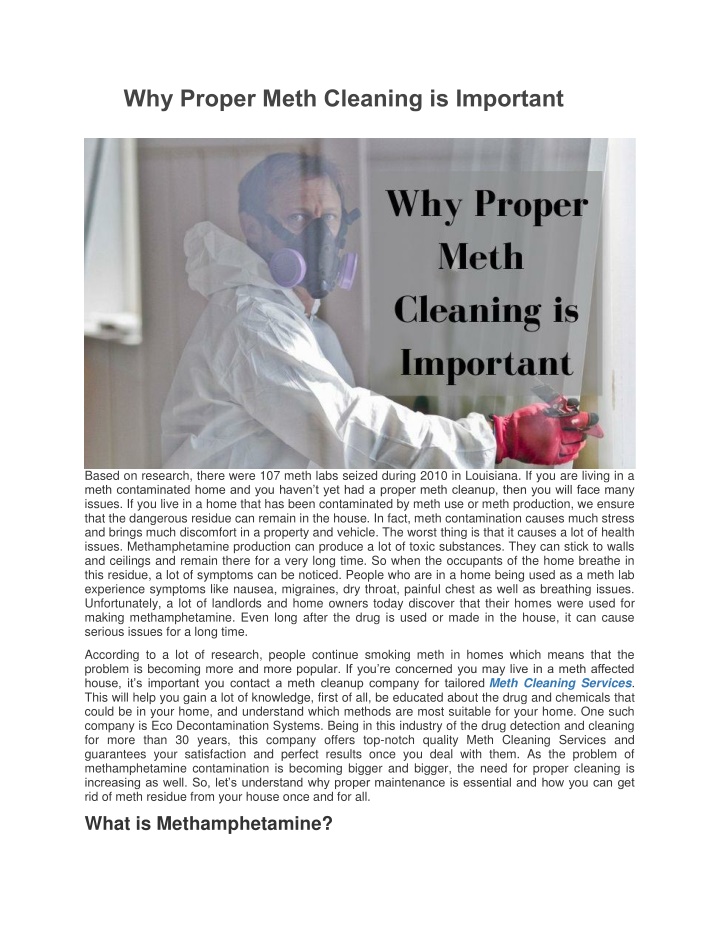 why proper meth cleaning is important