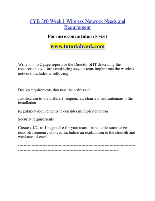 CYB 360 guidelines for education / tutorialrank.com