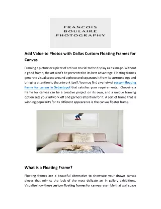 add value to photos with dallas custom floating