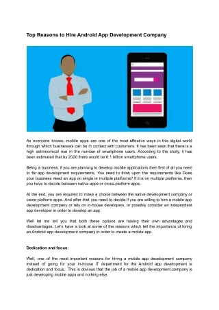 top reasons to hire android app development