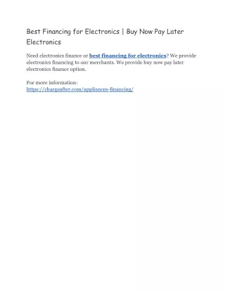 best financing for electronics buy now pay later
