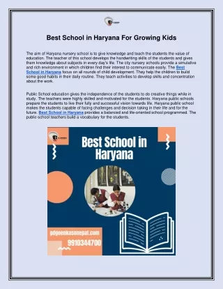 Best School in Haryana For Growing Kids