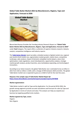 global table butter market 2021 by manufacturers